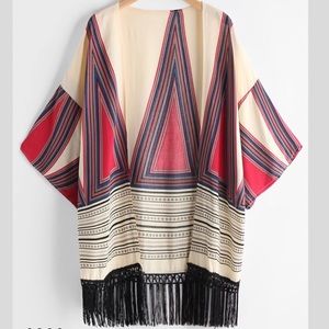 Tribal Style Kimono with Fringe